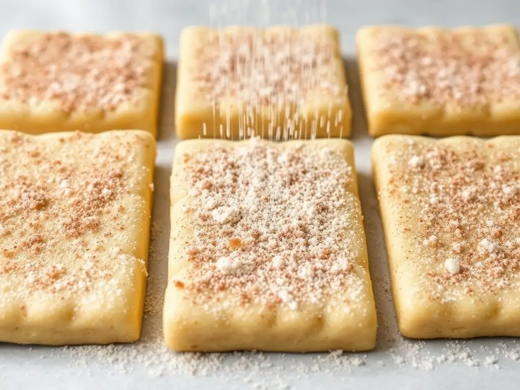 Cinnamon sugar topping on sourdough graham cracker dough