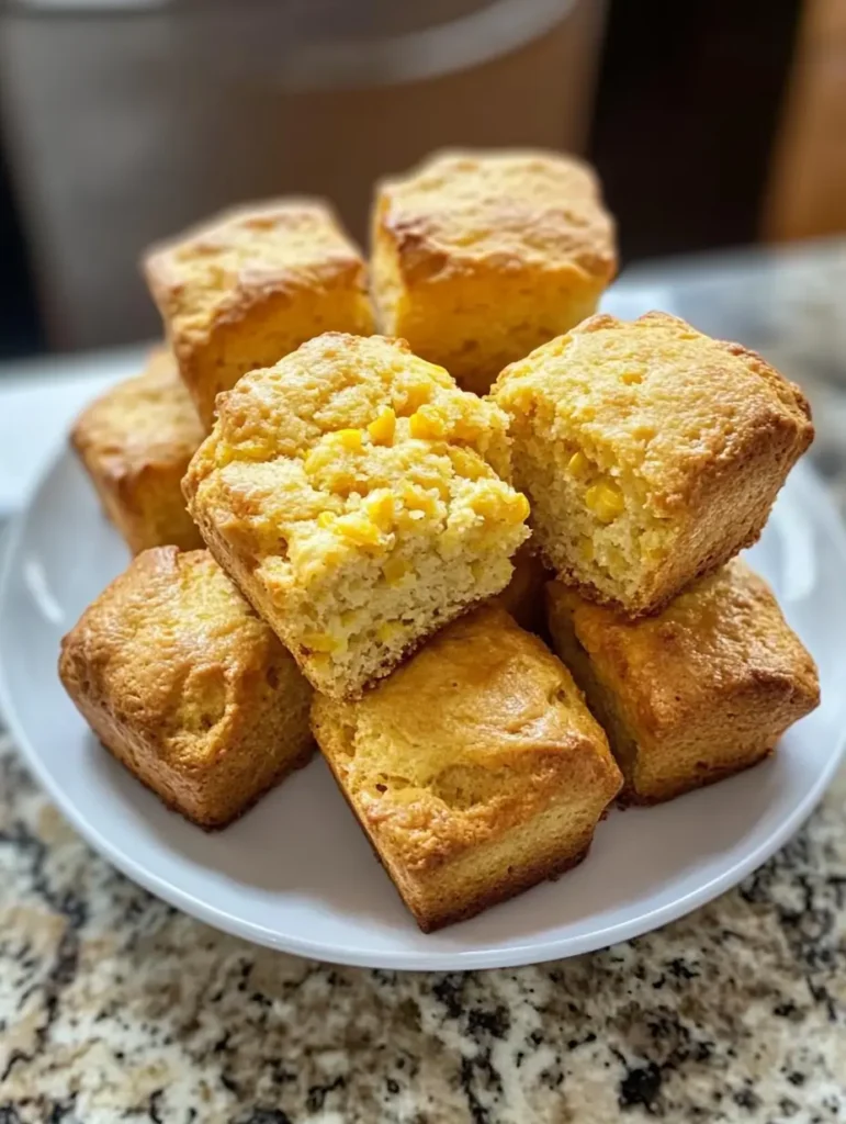 Warm sourdough cornbread served in squares